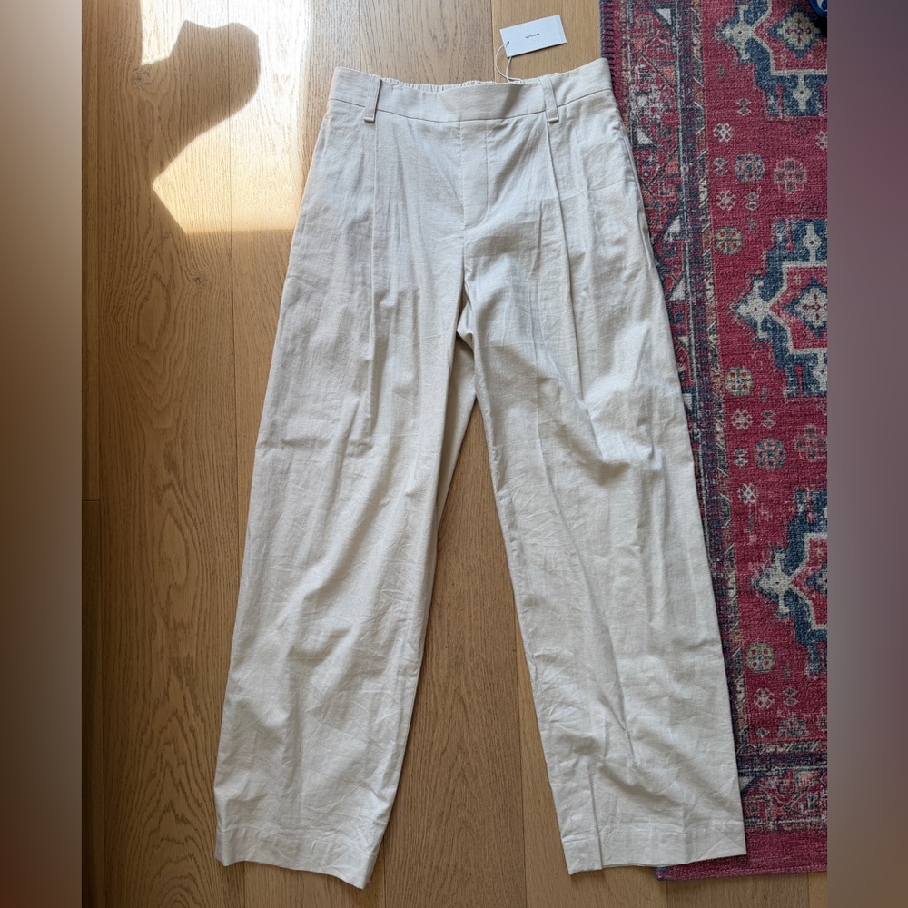 NWT! Vince Cream/Tan Pleated Linen Blended Pants